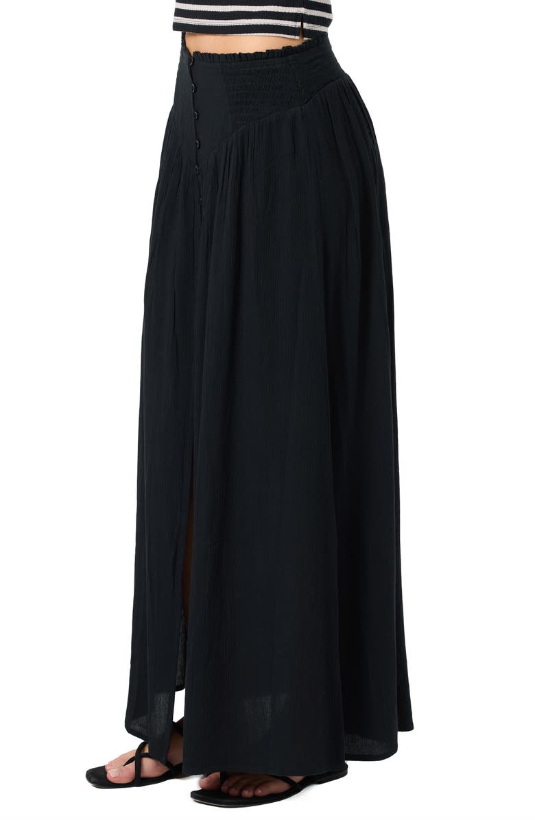 O'Neill Tryston Button Front Midi Skirt, Alternate, color, Black
