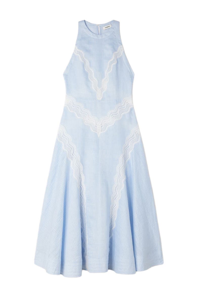 Maxi dress with lace details, Alternate, color, Ciel / blanc