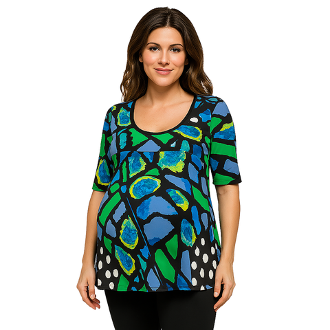 Maternity Butterfly Print Elbow Sleeve Casual Tunic Top