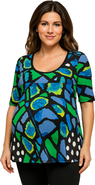 24seven Comfort Apparel Maternity Butterfly Print Elbow Sleeve Casual Tunic Top