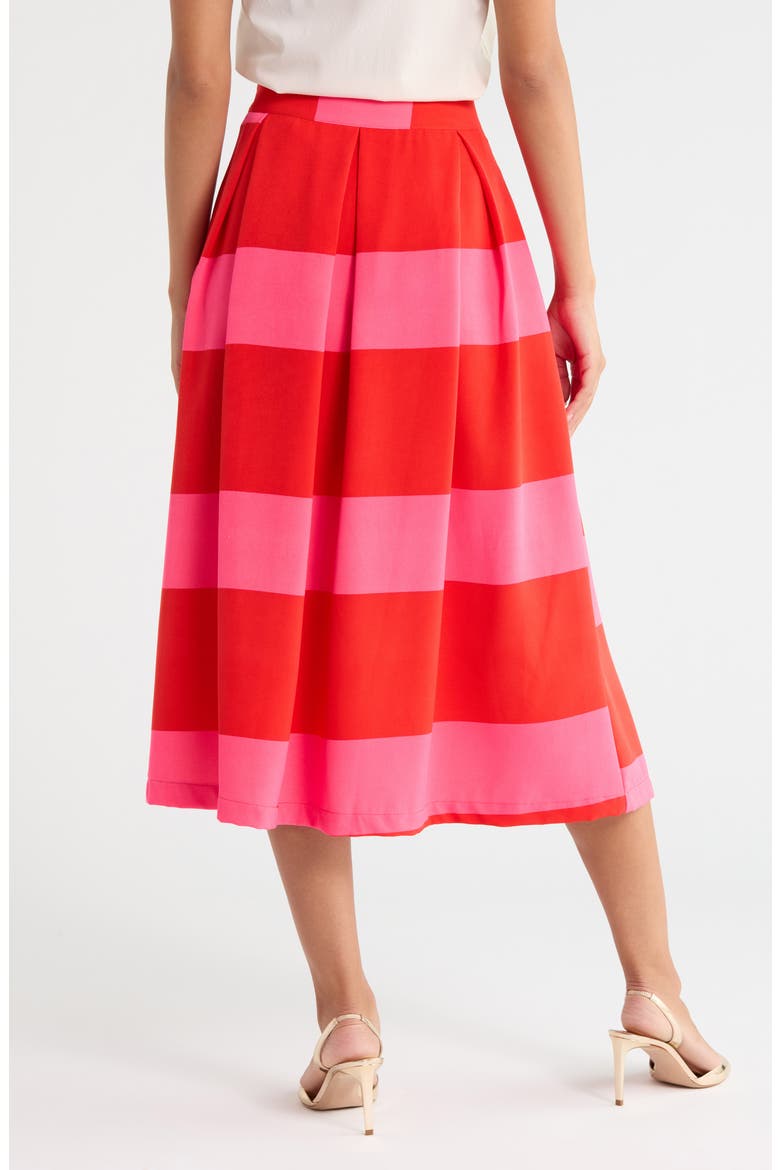 Lolli Stripe Pleated Midi Skirt, Alternate, color, FUCHSIA-RED