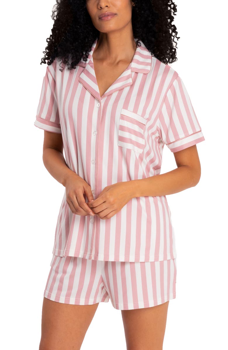 Nicole Miller Notched Collar Shorts Pajama, Alternate, color, 