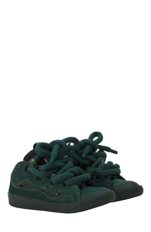 Lanvin Curb Sneakers In Leather With Snake Laces In Green