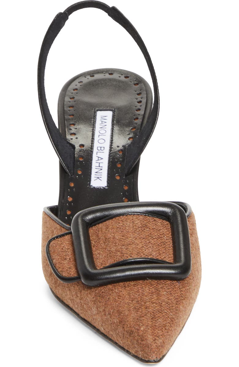 Manolo Blahnik Mayslibi Buckle Slingback Pump, Alternate, color, Black/ Medium Brown