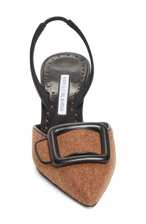 Manolo Blahnik Mayslibi Buckle Slingback Pump In Brown