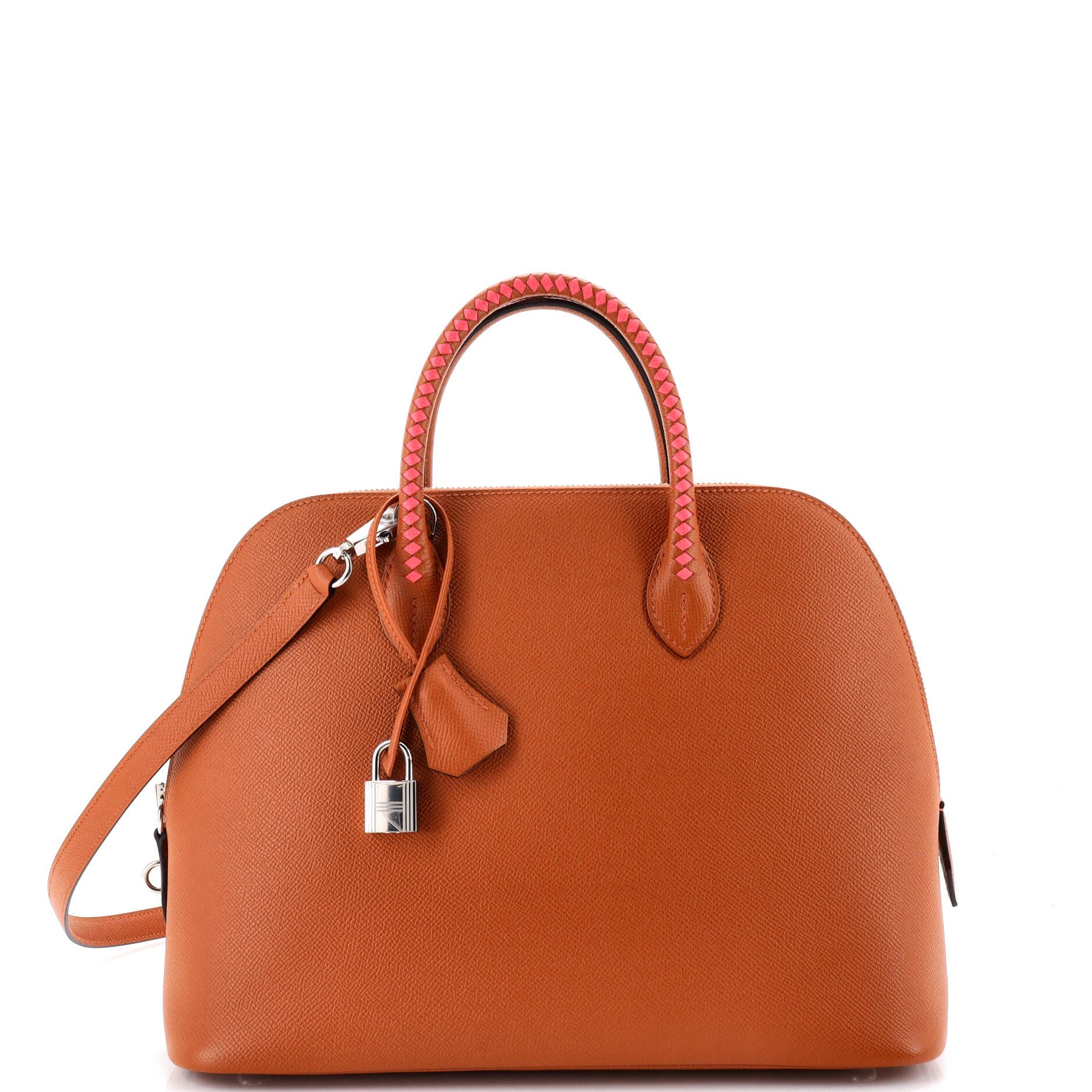 Pre-Owned Hermes Bolide 1923 Bag Tressage Epsom 30, Main, color, Tressage-Toffee/Roseazalee