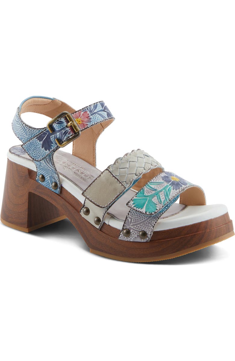 L'Artiste by Spring Step Retropel Ankle Strap Platform Sandal, Main, color, Light Grey Multi