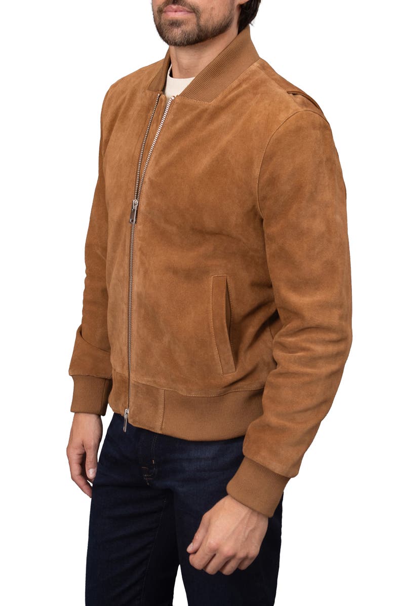 Bagatelle Suede Bomber Jacket, Alternate, color, Cognac
