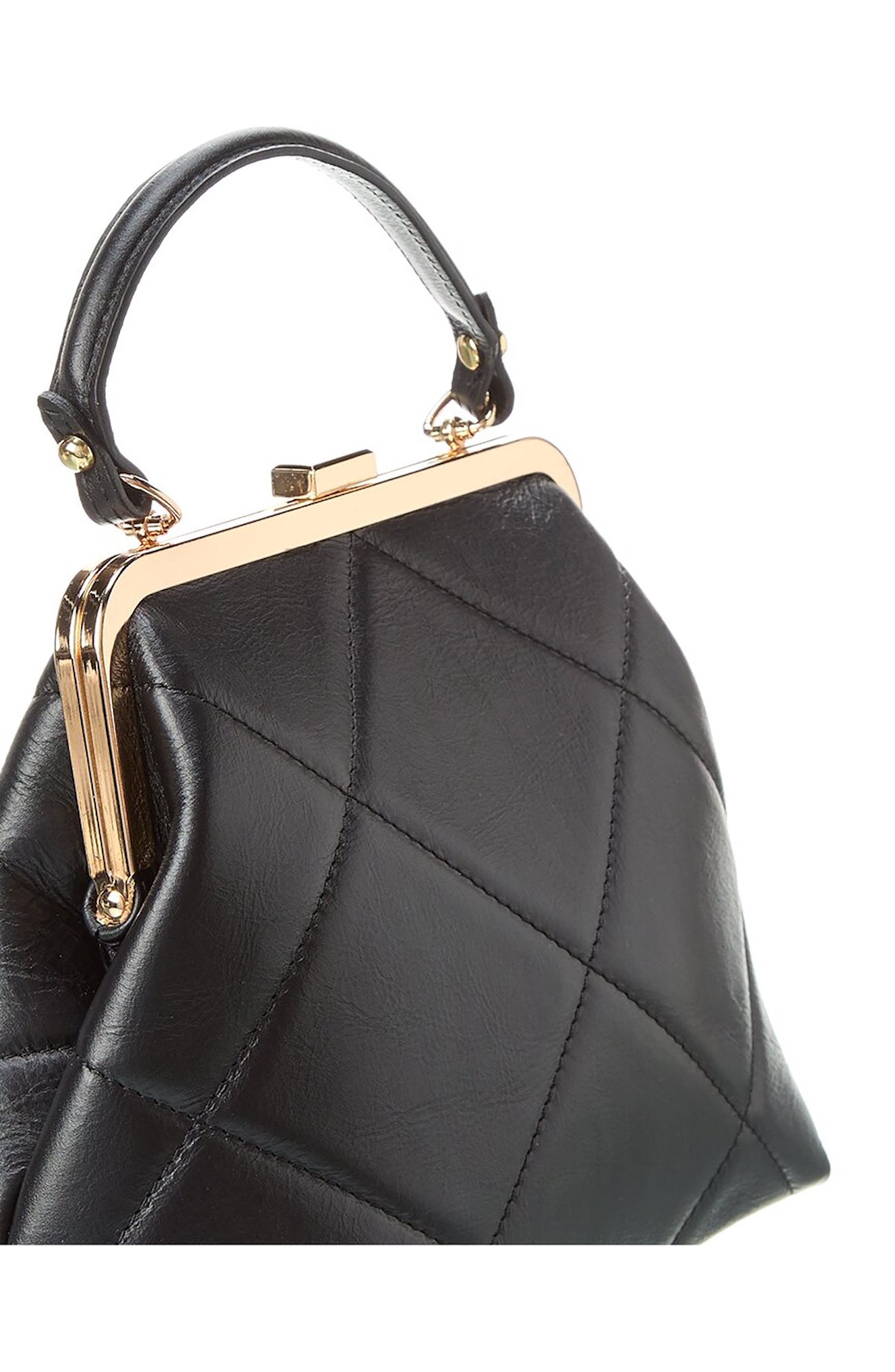 Persaman New York Diamond Quilt Satchel Bag, Alternate, color, Black