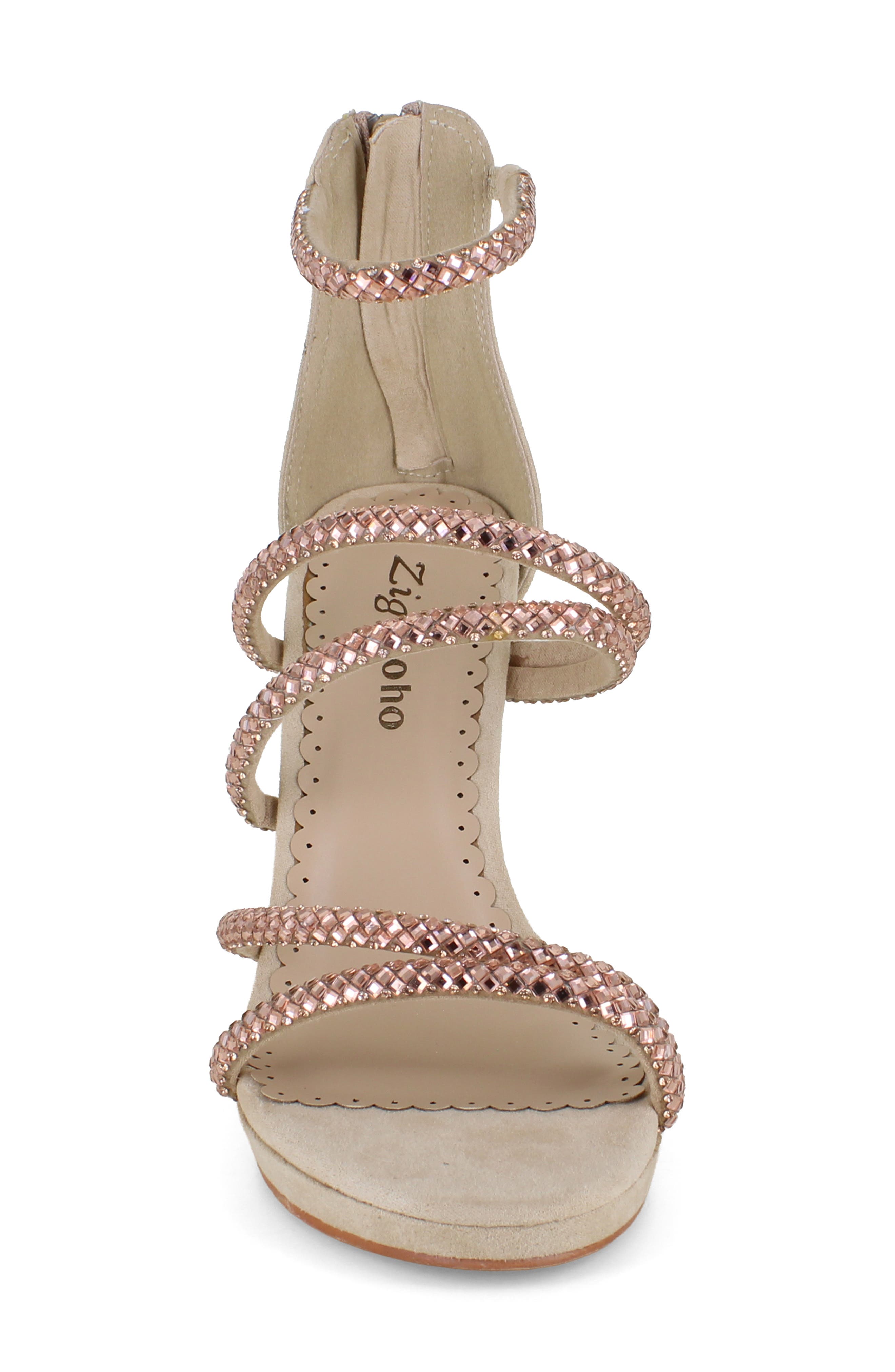 Rhinestone Strappy Stiletto Sandal, Alternate, color, BEIGE SUEDETTE
