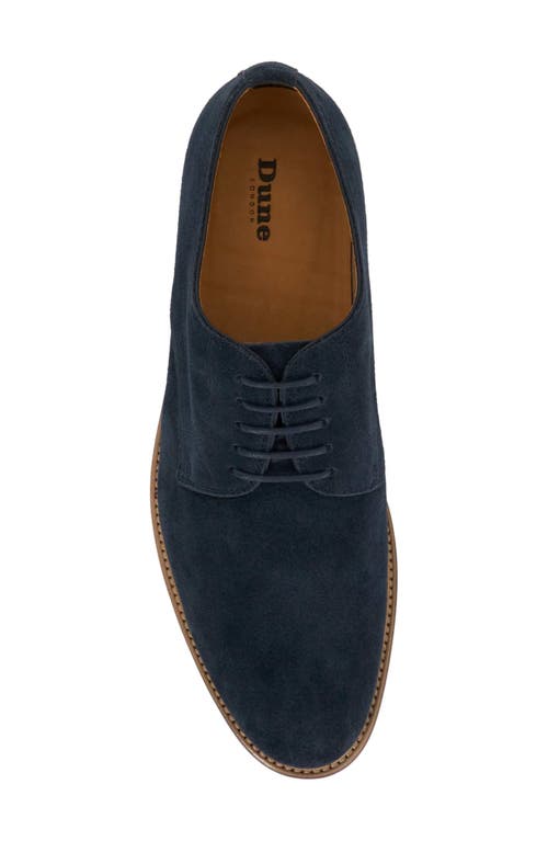 Dune London Stanley Suede Plain Toe Derby In Navy