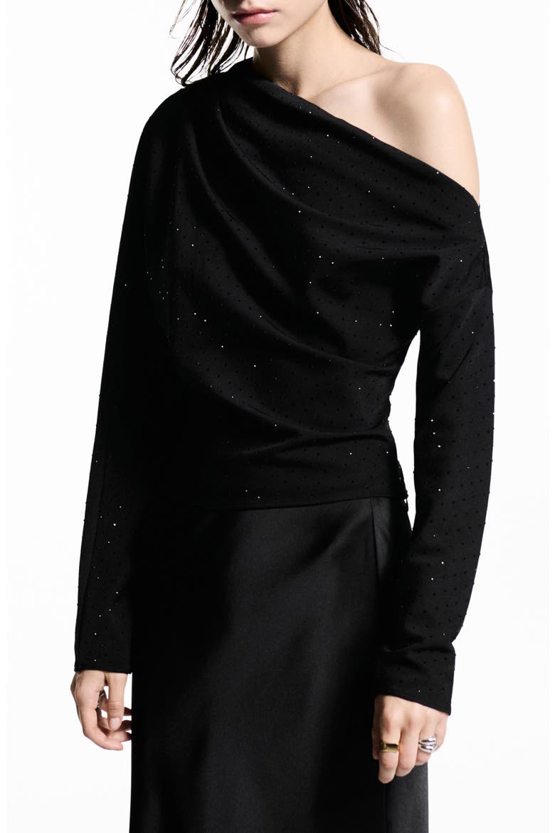 Asymmetric Sequin Shirt, Main, color, BLACK
