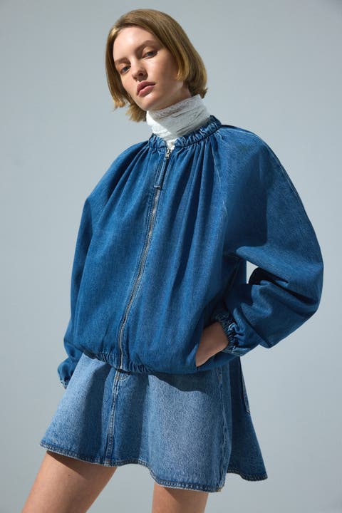 Gathered bomber jacket