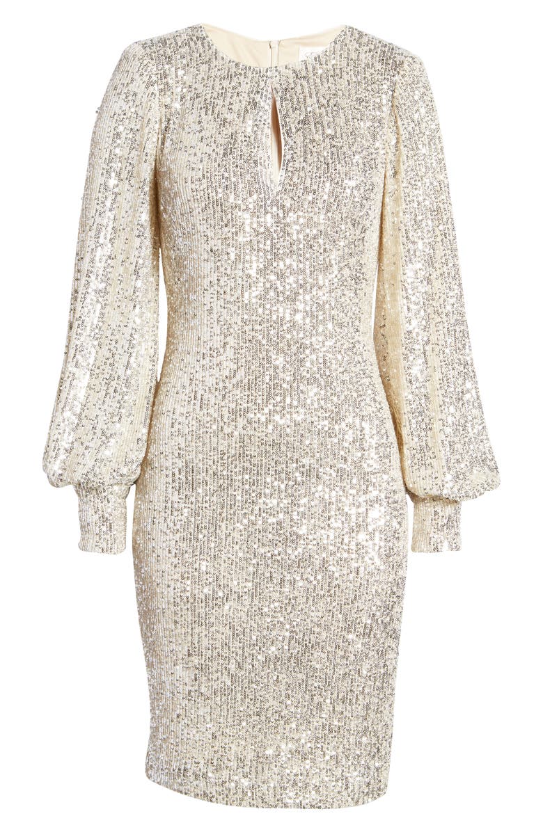 Eliza J Long Sleeve Sequin Cocktail Dress, Alternate, color, 