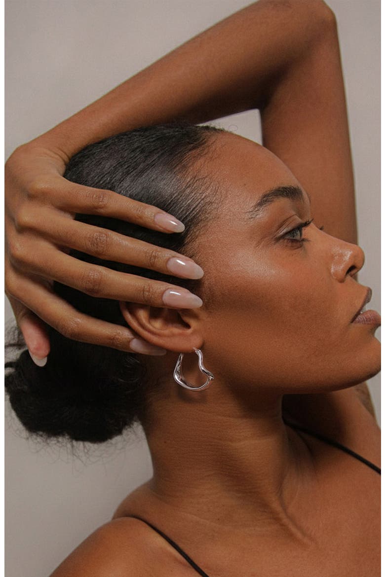 Curved Maxi Hoop Earrings in Silver, Alternate, color, Silver