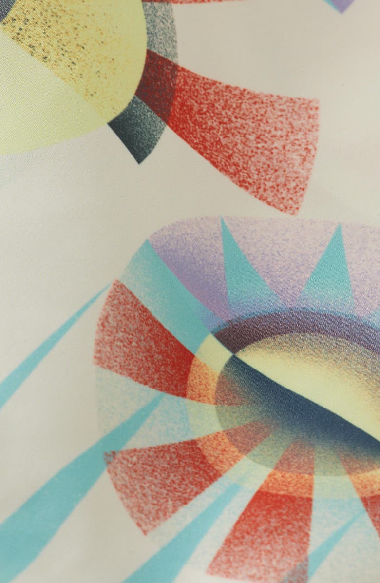 Scotch & Soda Print Mid Length Swim Trunks, Alternate, color, Luna Pier White Aop