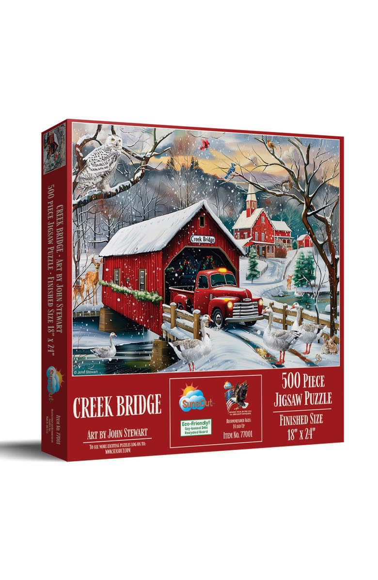 Sunsout Creek Bridge 500 piece Jigsaw Puzzle for Adults, Main, color, Multicolor