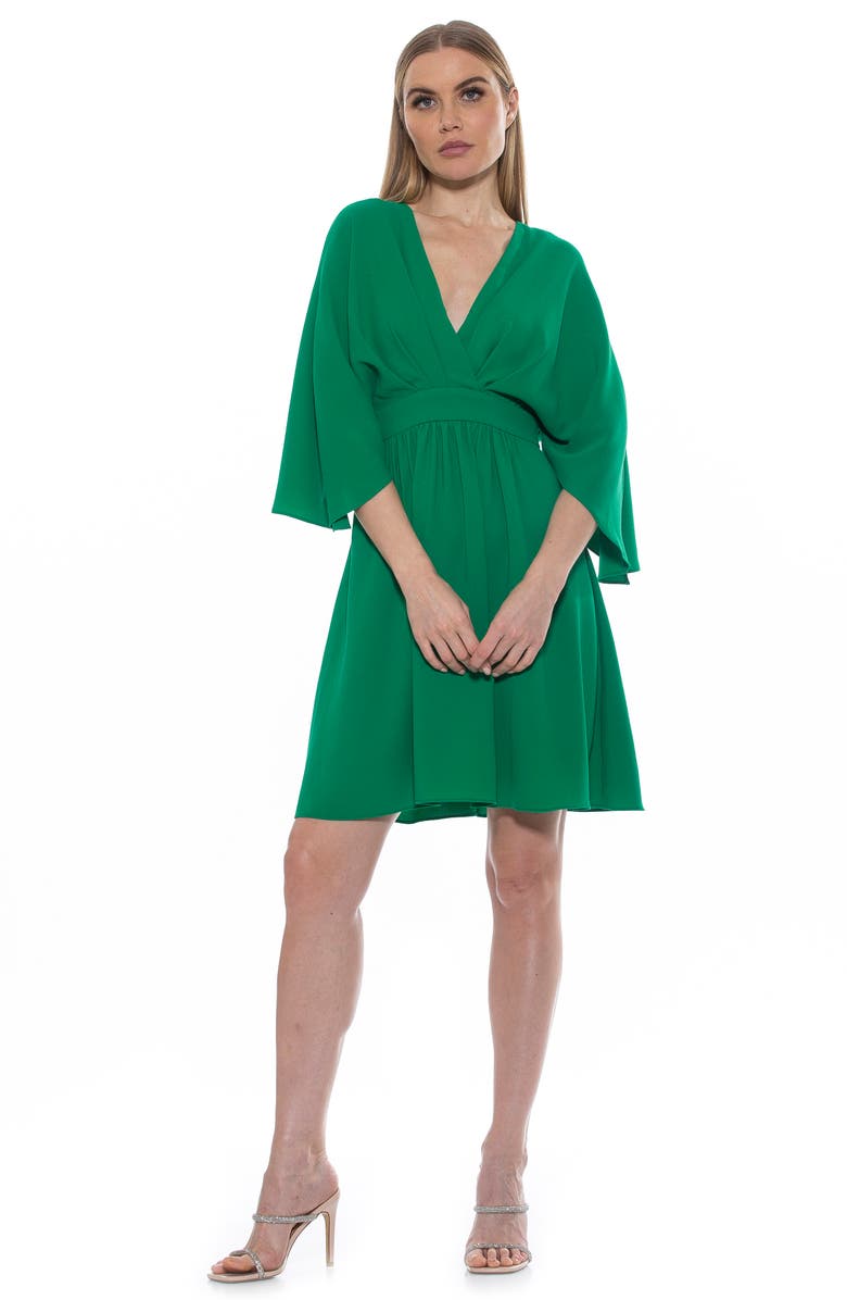 Alexia Admor Isla Draped Dolman Sleeve Fit & Flare Dress, Alternate, color, 