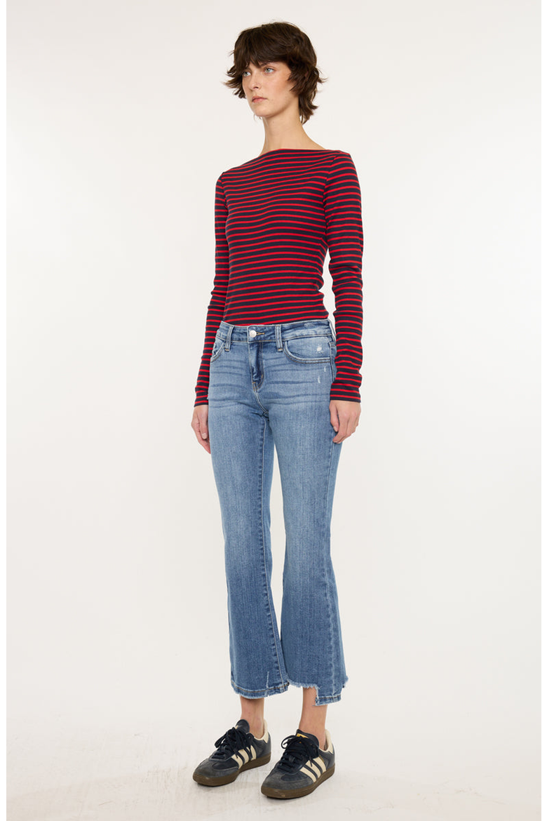 Savanna Essentials Mid Rise Cropped Flare Jeans, Alternate, color, Medium Wash