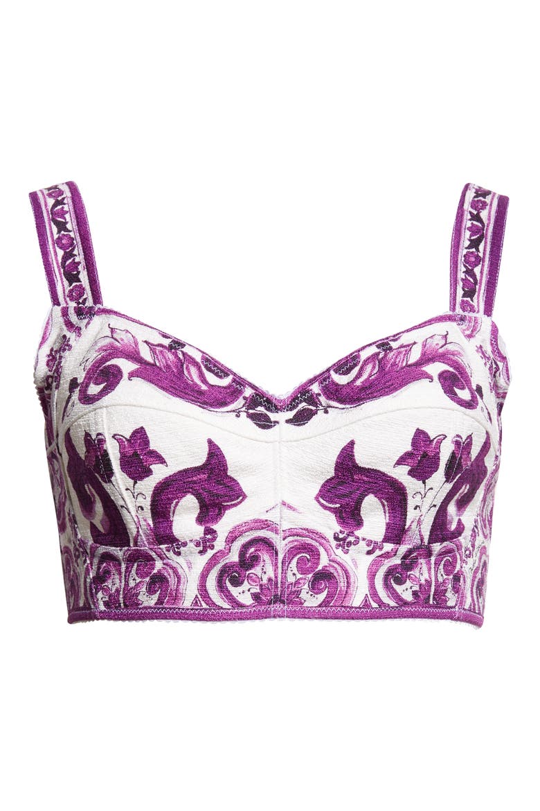 Majolica Print Bustier Top, Alternate, color, IP3TN MIX MAIOLICA VIOLA
