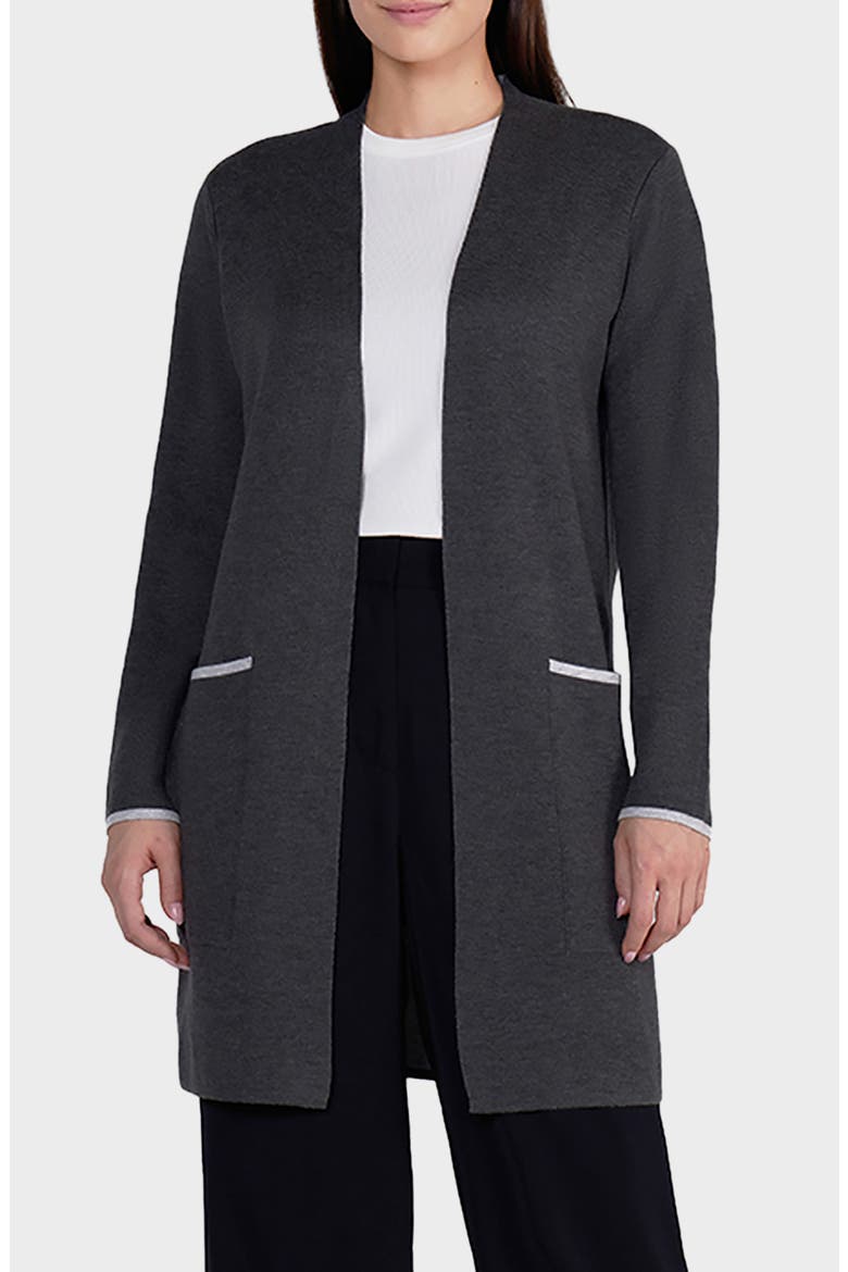 Cornella Double Knit Open Front Cardigan, Main, color, HEATHER CHARCOAL