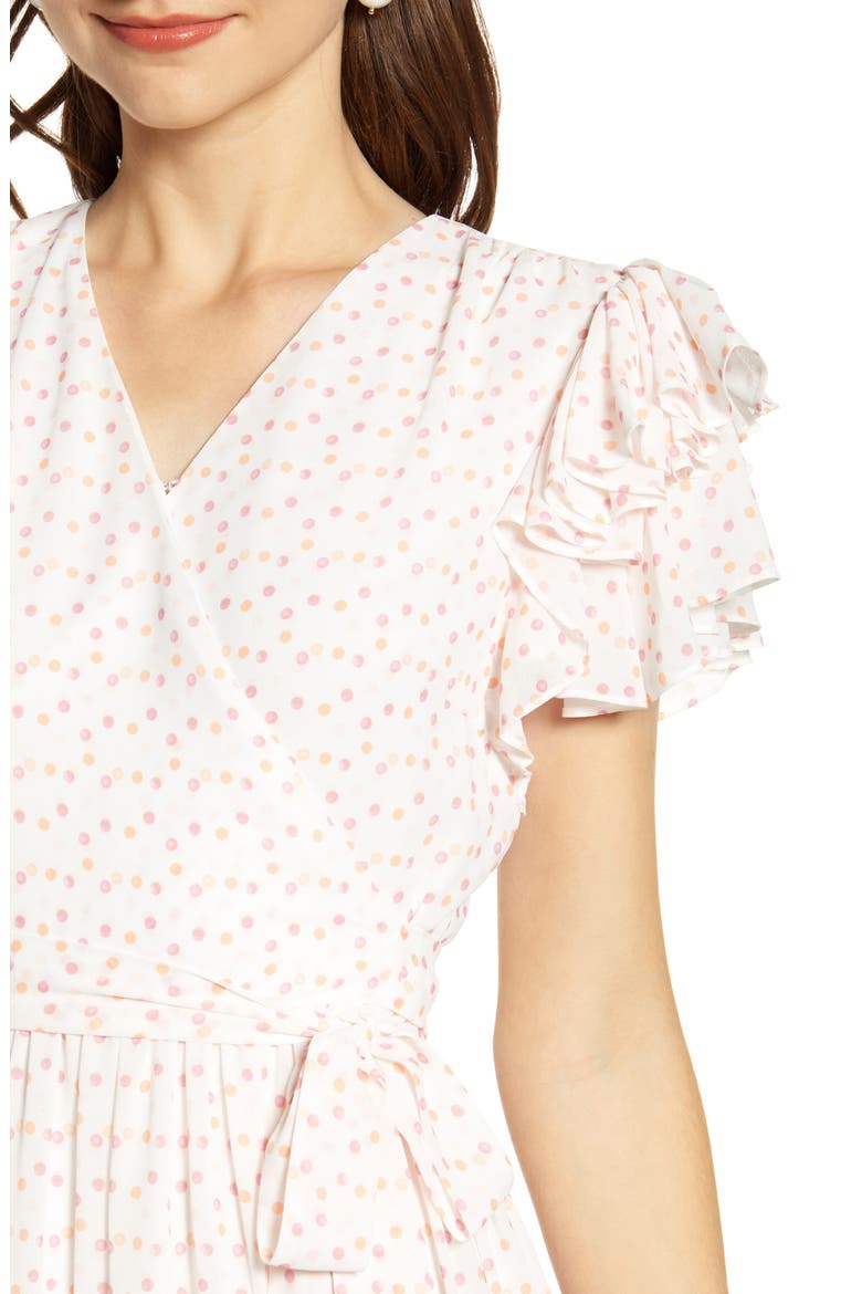 Tiered Ruffle Sleeve Dress, Alternate, color, WHITE PAINTED DOT