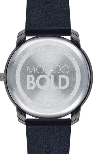 Bold Leather Strap Watch, 42mm