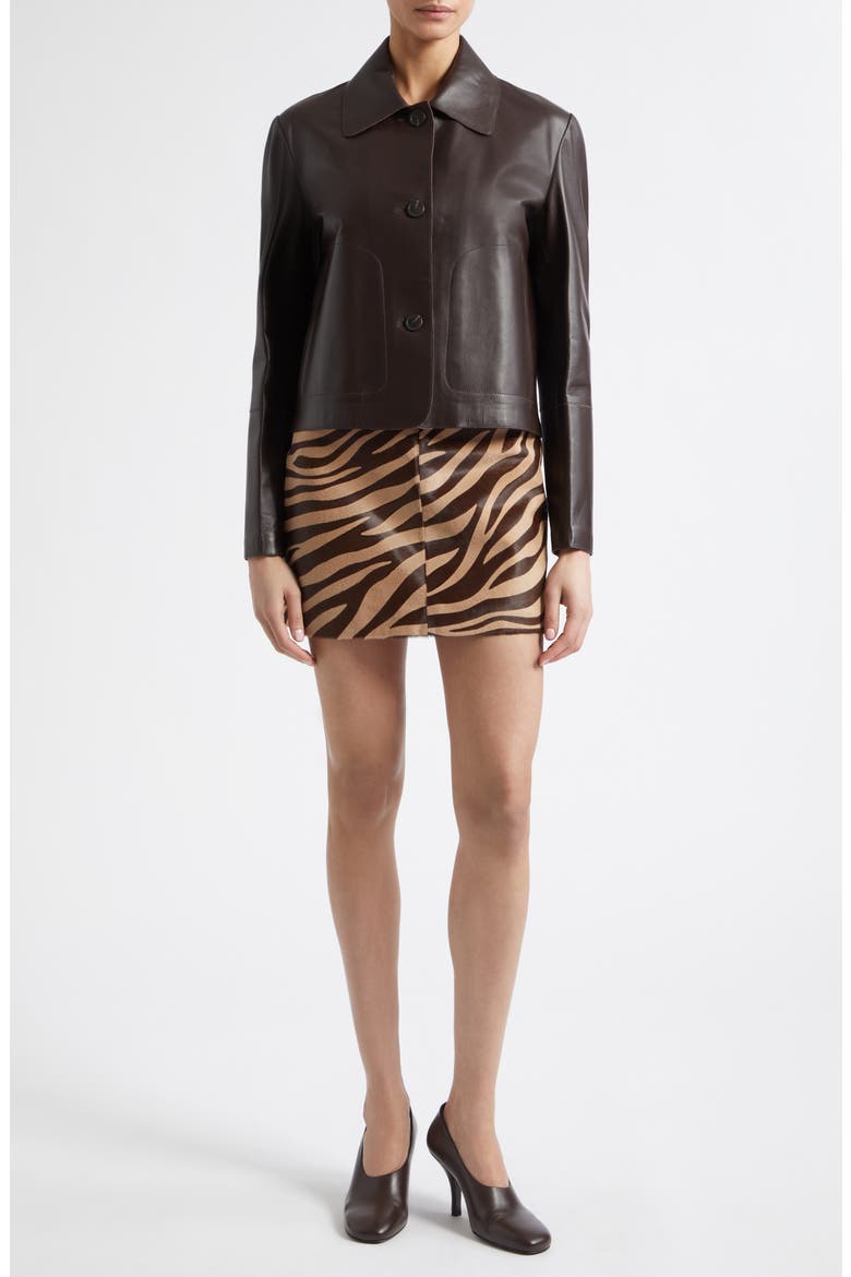 Emy Leather Jacket, Alternate, color, COFFEE BEAN