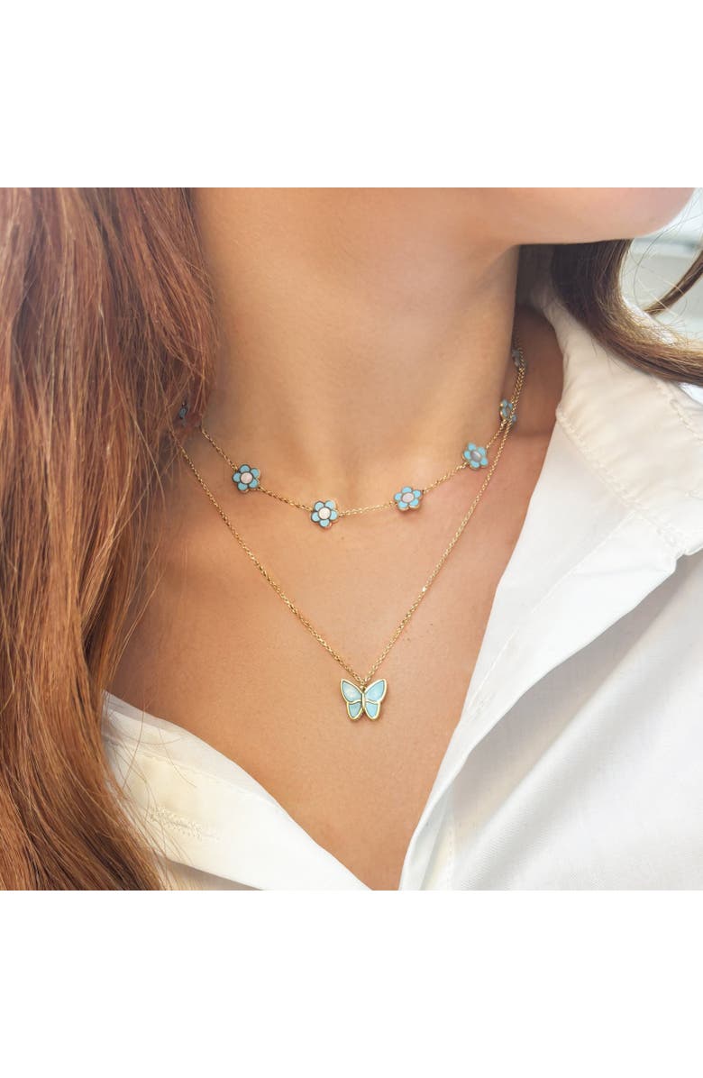 The Lovery Fine Jewelry Turquoise Butterfly Necklace, Alternate, color, Turquoise