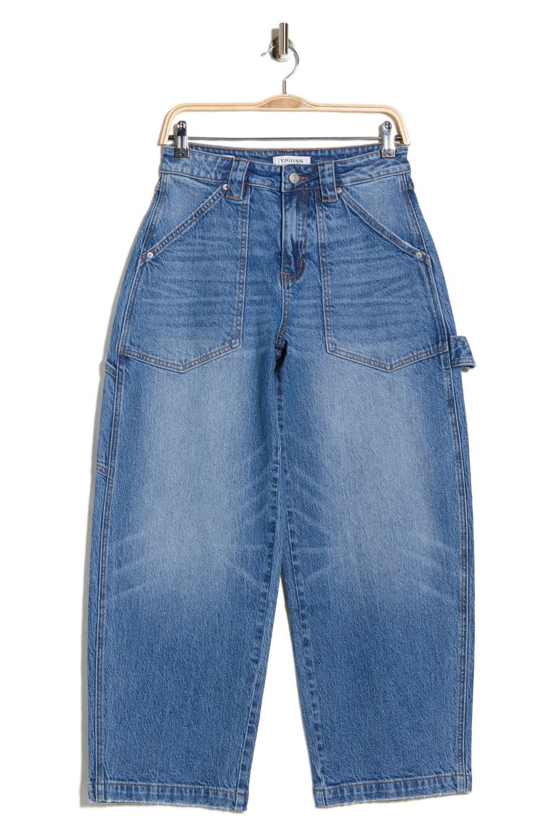 Carpenter High Waist Barrel Leg Jeans, Alternate, color, MED WASH
