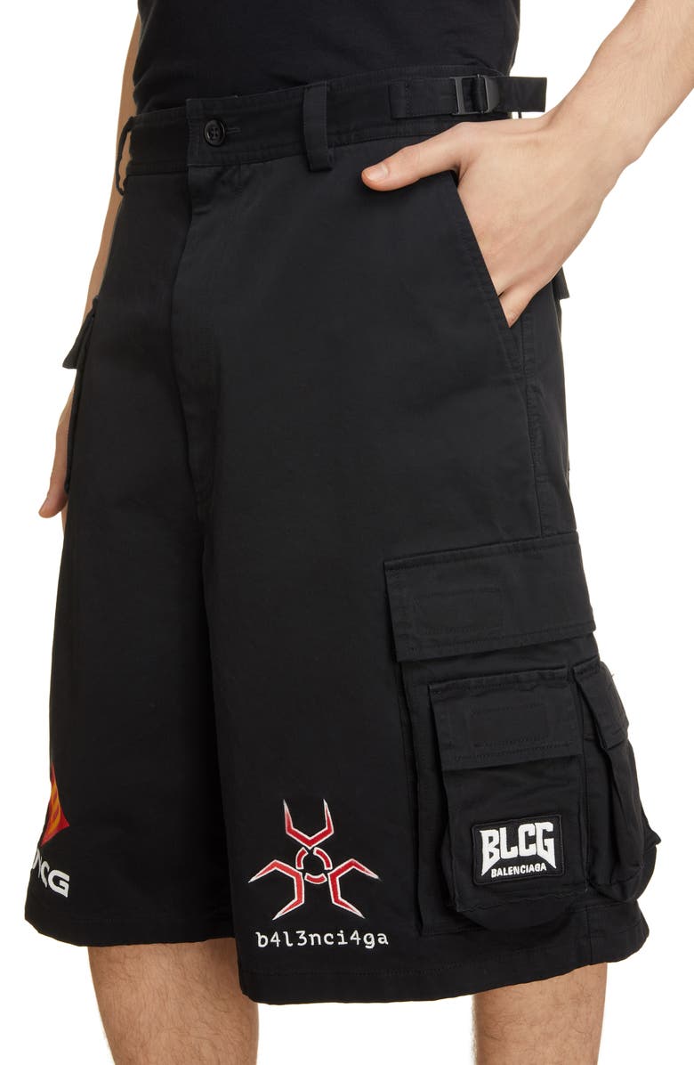 Balenciaga Gamer Cargo Shorts, Alternate, color,