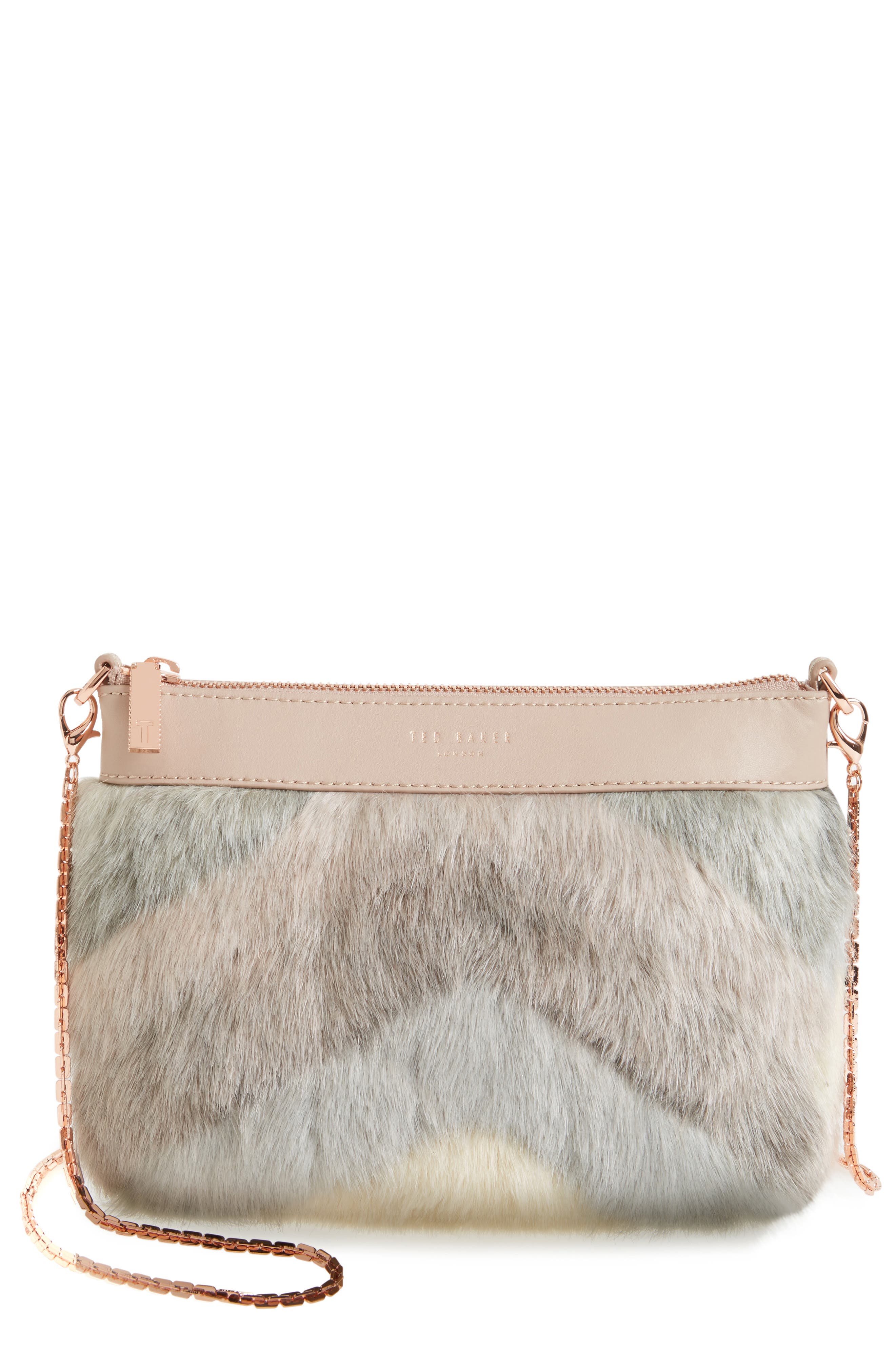 Ted Baker London Emmia Faux Fur Crossbody Bag, Main, color, 