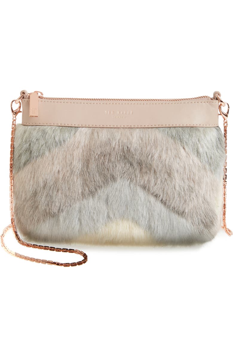 Ted Baker London Emmia Faux Fur Crossbody Bag, Main, color,