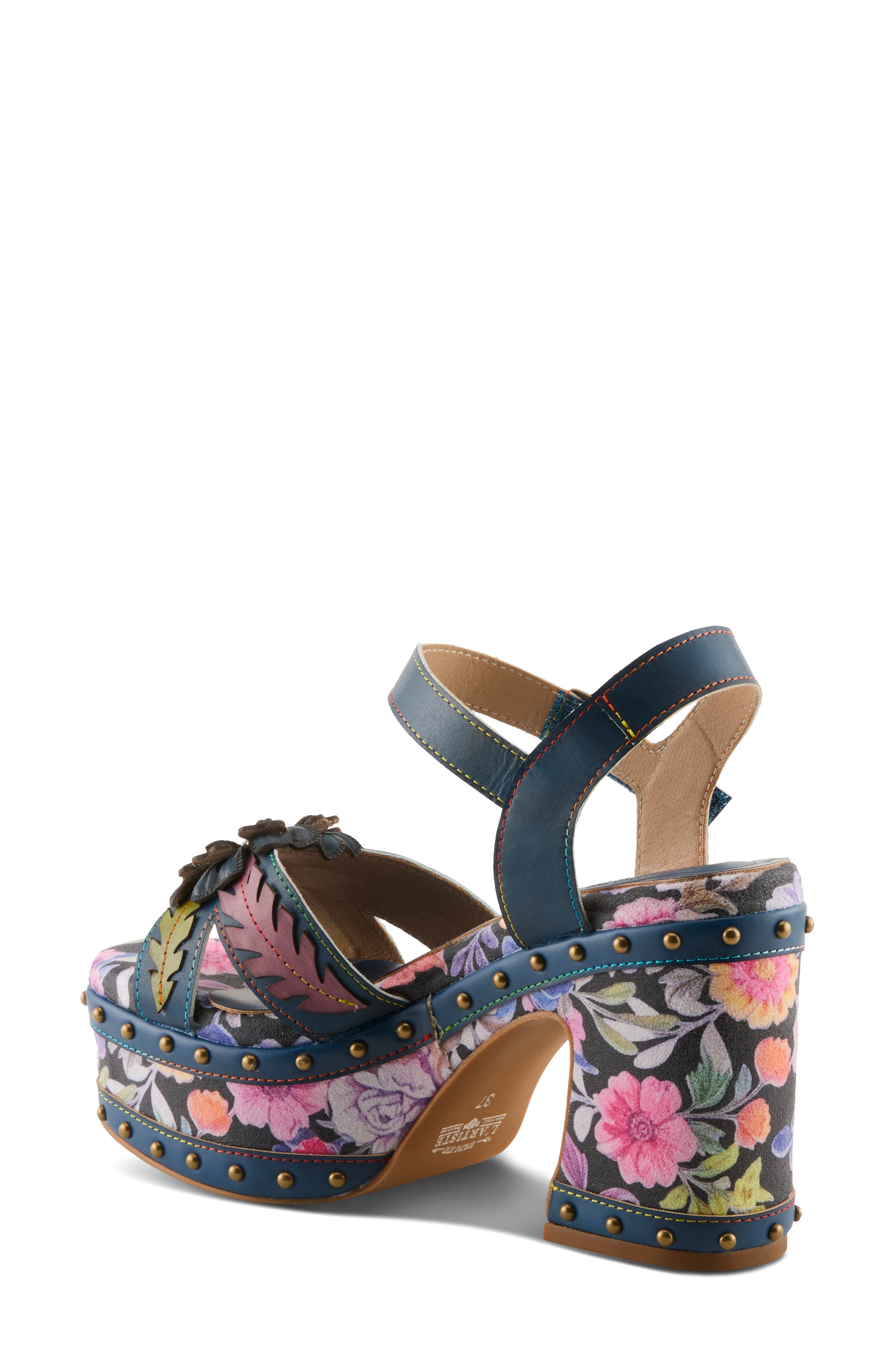 L'Artiste by Spring Step Deckedout Ankle Strap Platform Sandal, Alternate, color, Navy Multi