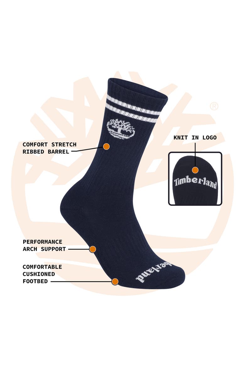 3-Pack Double Stripe & Tree Crew Socks, Alternate, color, DUNE MULTI