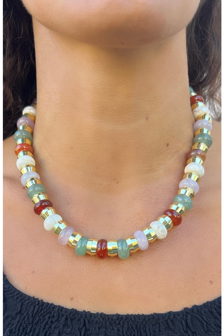 Semi Precious Necklace, Alternate, color, Neutral