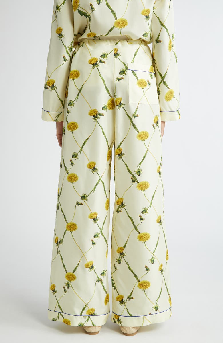 Burberry Dandelion Print Silk Pajama Pants, Alternate, color, 