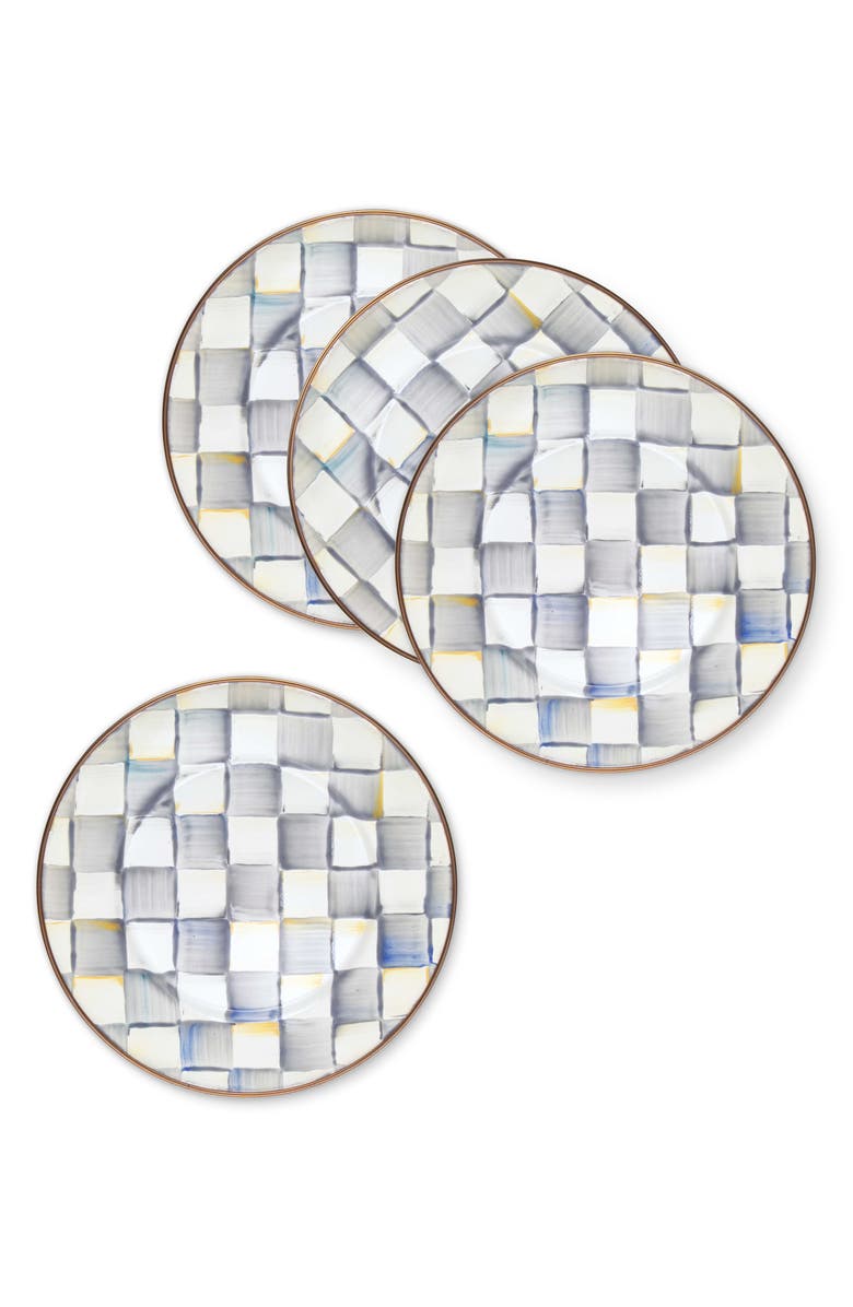 MACKENZIE CHILDS Sterling Check<sup>®</sup> Set of 4 Salad Plates, Alternate, color, Grey/ White