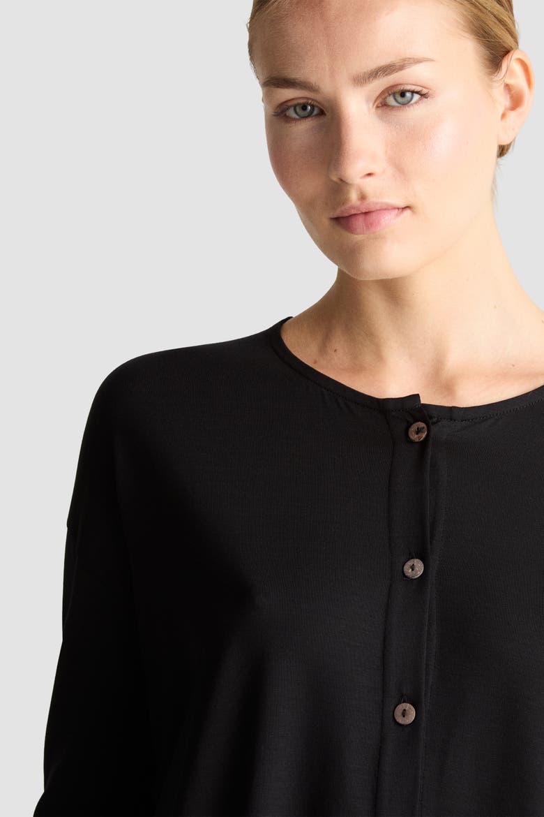 Giza Button Front Jersey Cardigan, Alternate, color, Black