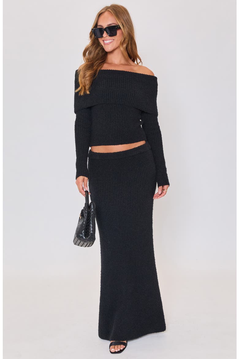 Ruby Foldover Off the Shoulder Rib Sweater, Alternate, color, BLACK