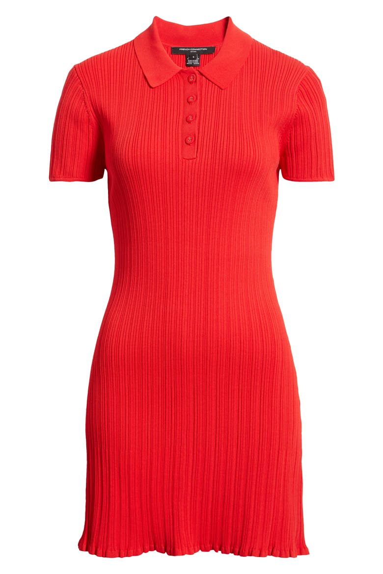 Crinkle Knit Polo Minidress, Alternate, color, 60-MARS RED