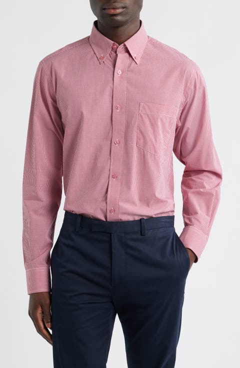 Eagle Regular Fit Gingham Check Cotton Button-Down Shirt (Regular, Big & Tall)