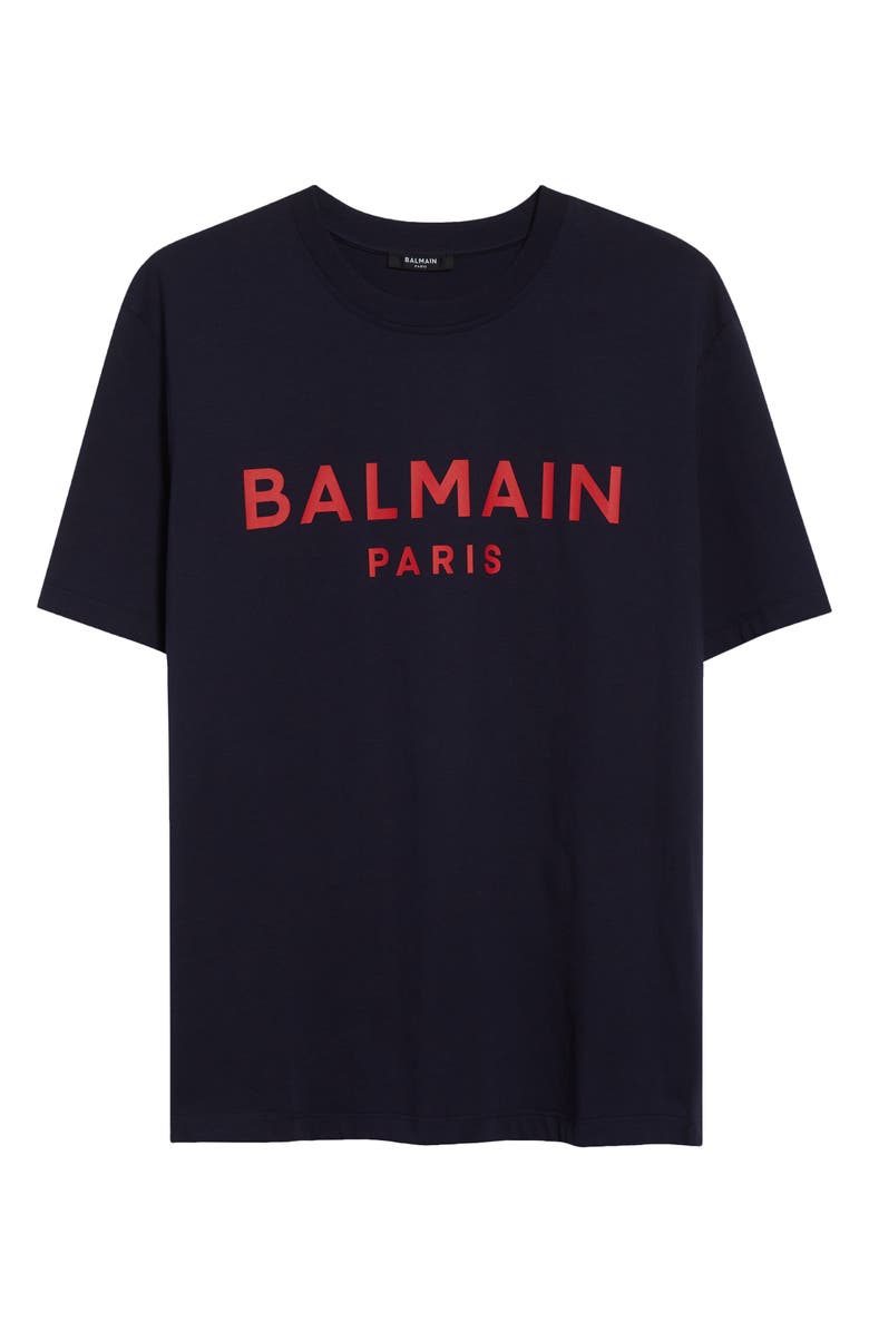 Balmain Regular Fit Logo Graphic T-Shirt, Alternate, color, Navy/ Red