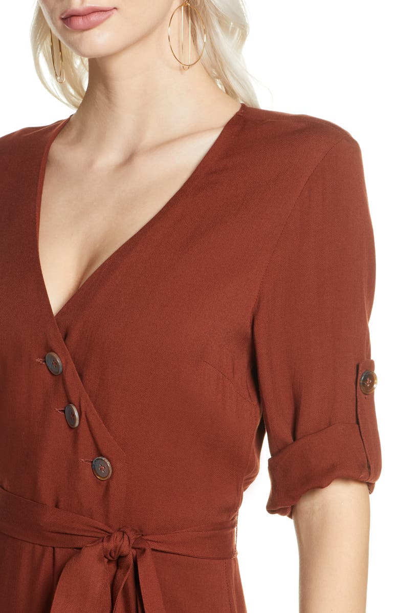 BB Dakota by Steve Madden BB Dakota Asymmetrical Button Front Shirtdress, Alternate, color, 