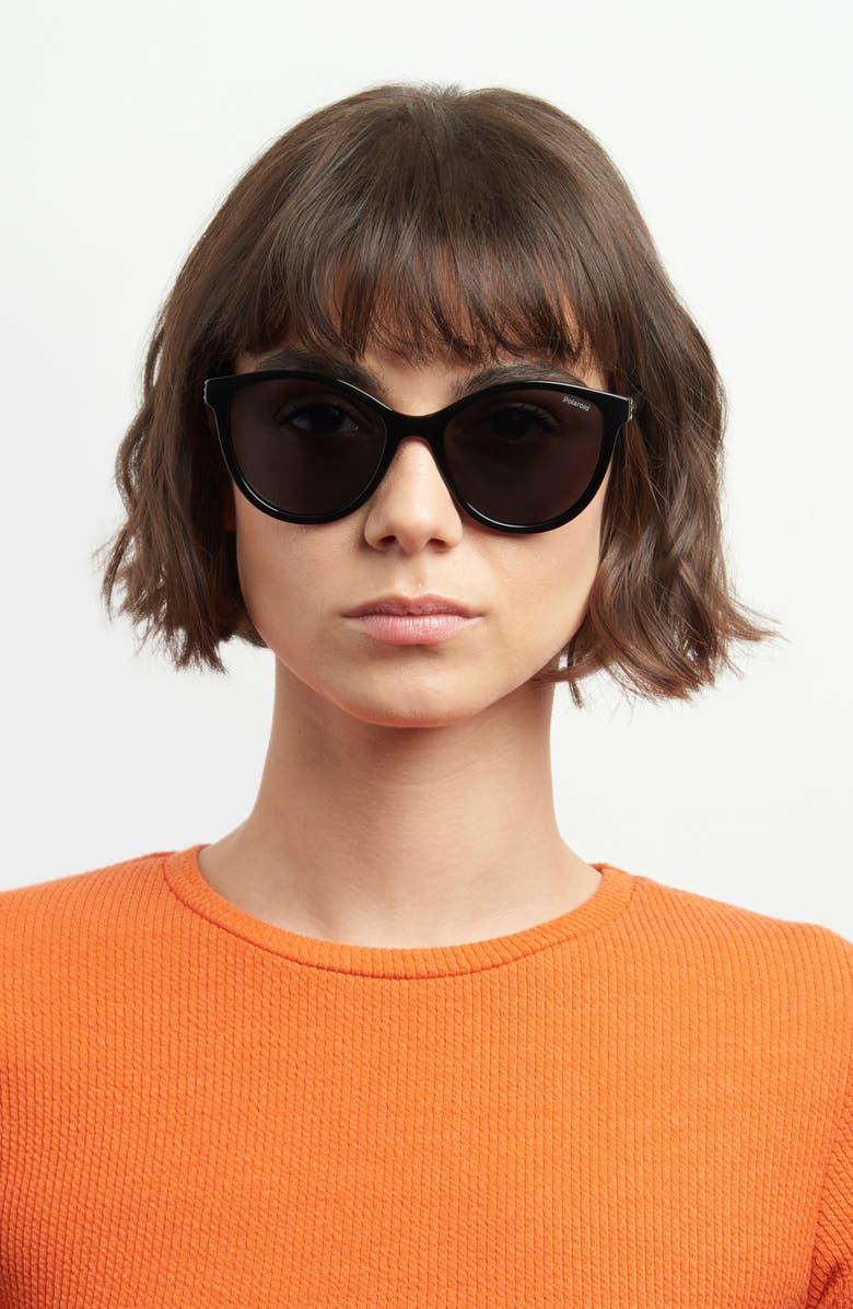 Polaroid 54mm Polarized Round Sunglasses, Alternate, color, Black/ Grey Polarized