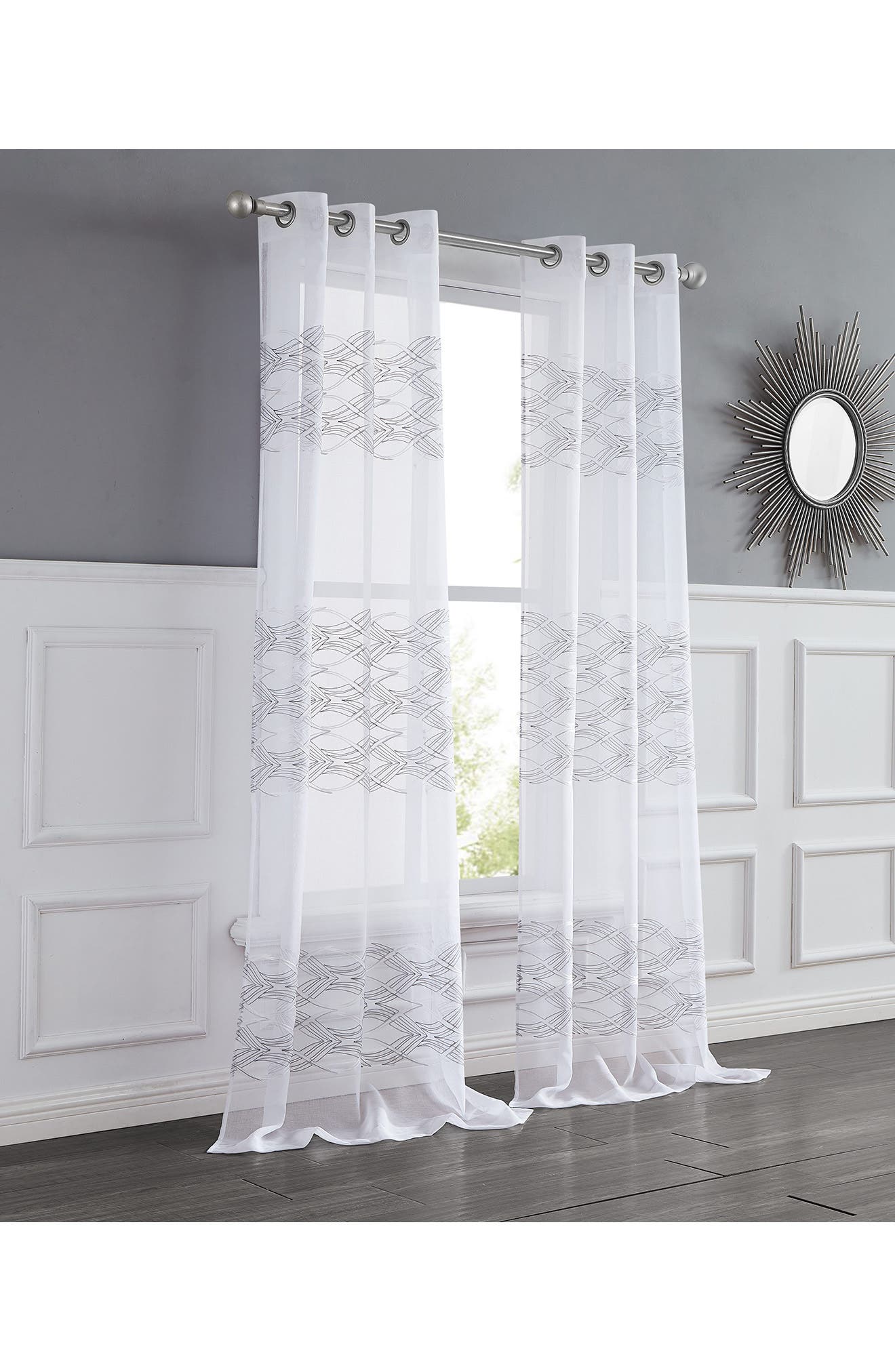 DAINTY HOME Set of 2 Print Sheer Curtain Panels