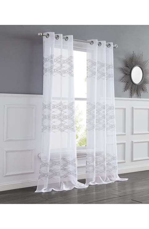 Set of 2 Print Sheer Curtain Panels