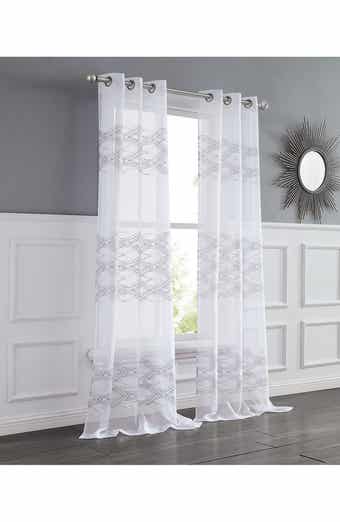 DAINTY HOME Set of 2 Print Sheer Curtain Panels