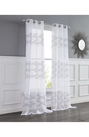 Dainty Home Set Of 2 Print Sheer Curtain Panels In White