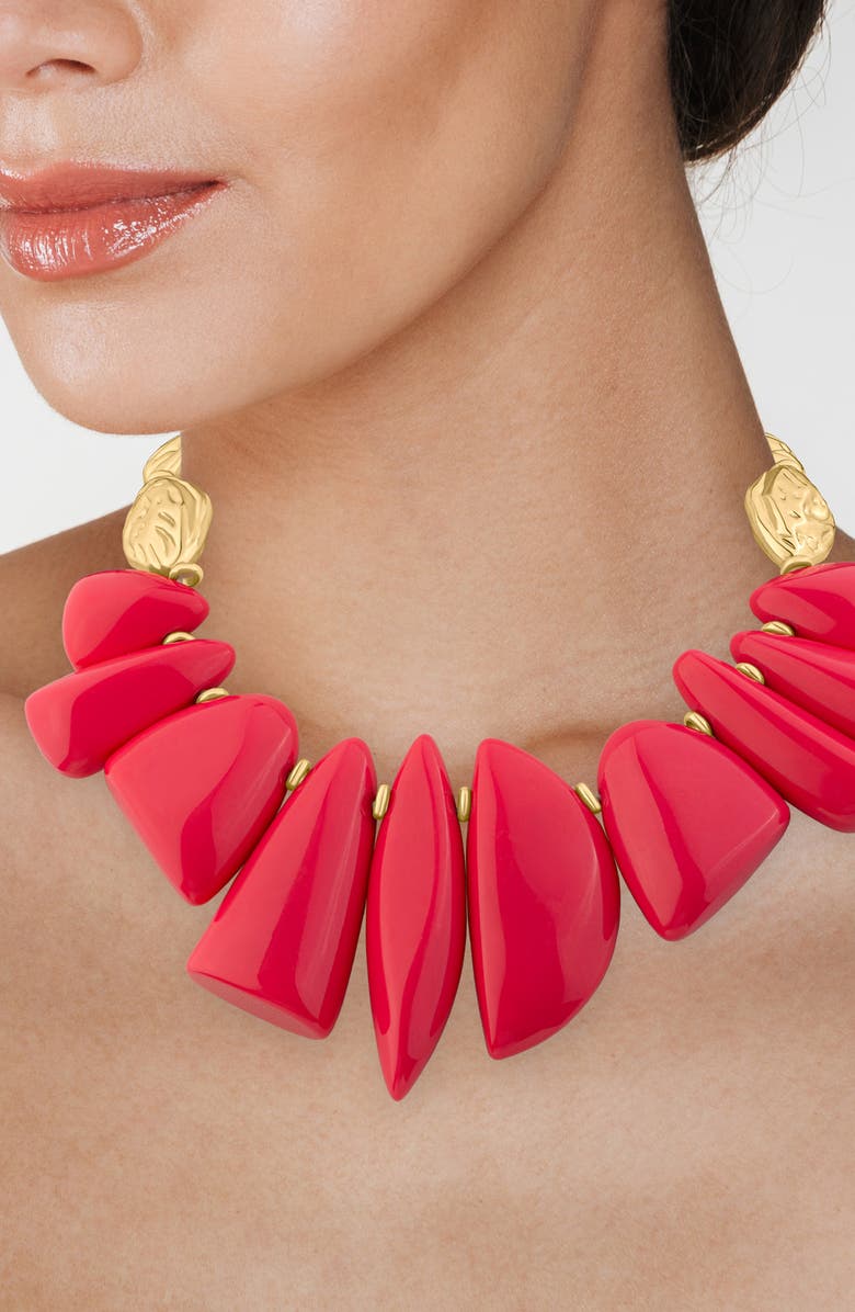 JARDIN Mutishape Nugget Collar Necklace, Alternate, color, Pink/ Gold